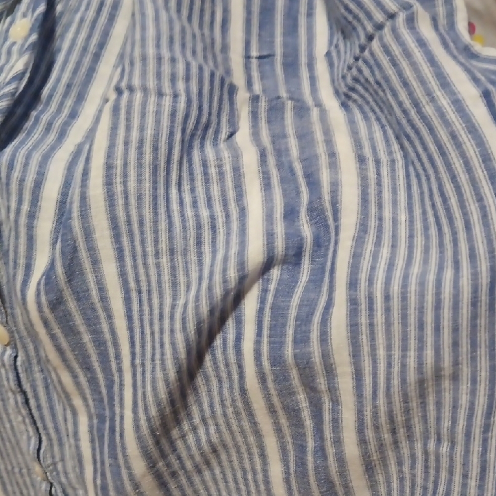 GAP White and Blue Casual Midi Sundress with Collar - Picture 8 of 8